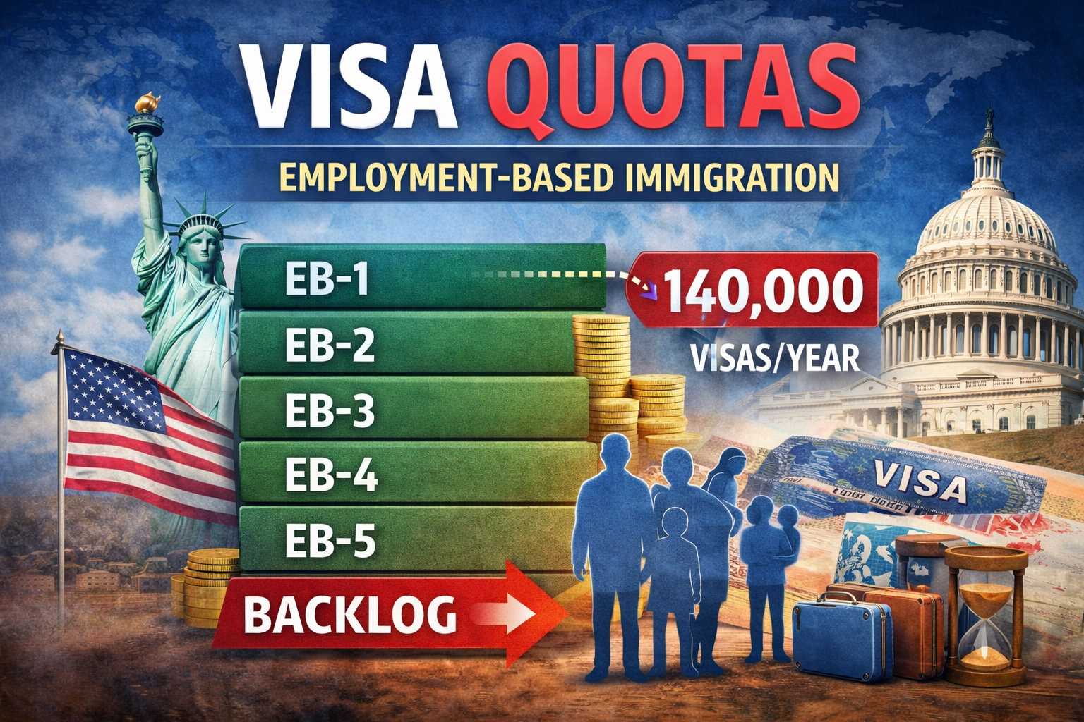 Vì sao hồ sơ EB-3 phải chờ nhiều năm?